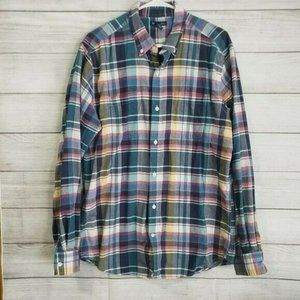 Gap plaid mens large button up long sleeve multicolor shirt